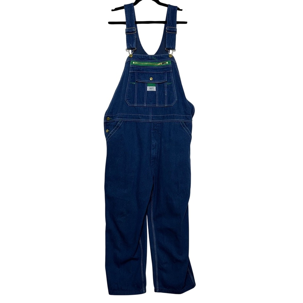 Liberty Bib Overalls Mens Measures 38X27 Tag 38X28 Blue Denim Workwear Utility